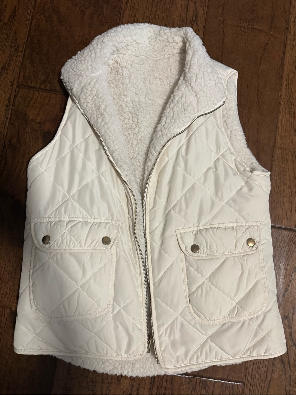 Quilted Sherpa-Lined Reversible Vest